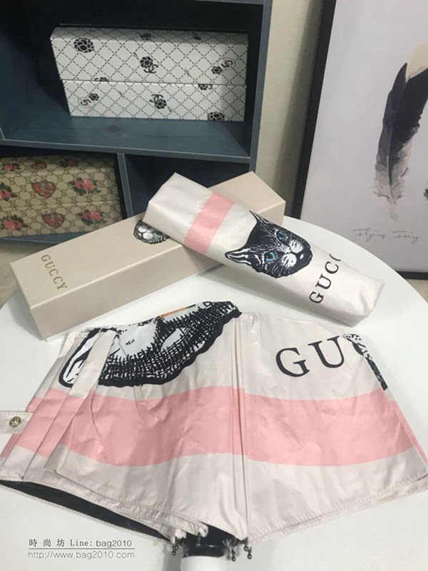 GUCCI古馳傘 超火 大眼貓自動傘 卡通貓咪圖案 防紫外線 防曬晴雨傘  zm1066